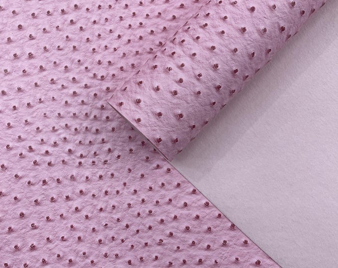 Pink Ostrich Faux Leather Upholstery By The Yard, Ostrich Embossed Vinyl Leather Upholstery, Purses Shoes Wallets 54" Wide