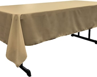 60" Wide Taupe Polyester Poplin Rectangular Tablecloth, Polyester Rectangular Cloth Table Covers for All Events (Pick a Size)