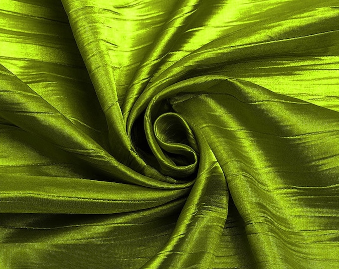 Crushed Taffeta Fabric - Avocado - 54" Inch Wide Crushed Taffeta Creased Fabric Sold by The Yard