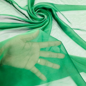Emerald Green Two-Tone Polyester Chiffon Fabric - Bridal & Formal Gowns