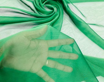 Emerald Green Two-Tone Polyester Chiffon Fabric - Bridal & Formal Gowns