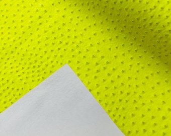 Yellow Ostrich Embossed Vinyl Fabric: 54" Wide Faux Leather Upholstery