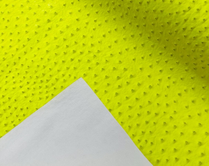 Yellow Ostrich Faux Leather Upholstery By The Yard, Ostrich Embossed Vinyl Leather Upholstery, Purses Shoes Wallets 54" Wide