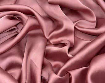 Dusty Rose Charmeuse Satin Fabric: Stretch Satin, 58/60" Wide by the yard