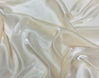 Champagne Shimmer Bridal Chiffon Fabric: Ultra Glossy Liquid Crystal