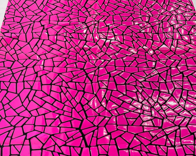 Hot Pink Sequins Velvet 2 way Stretch 58/60” Iridescent Sequin on Black Stretch Velvet (Choose The Quantity)