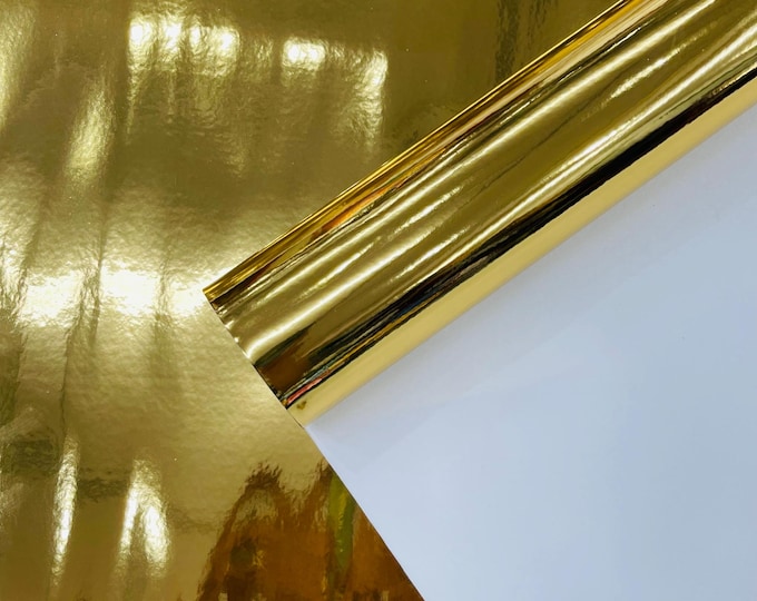 Gold Chrome Mirror Reflective Vinyl Fabric By The Yard, Crafting Fabric Upholstery Vinyl Fabric Chrome Mirror Reflective Vinyl