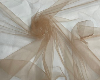 illusion Mesh Fabric | Dk Nude #1 60" Wide, Sold By The Yard