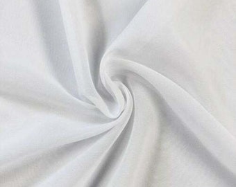 White Hi Multi Chiffon Fabric, Chiffon Fabric By The Yard 58-60"Inch By The Yard