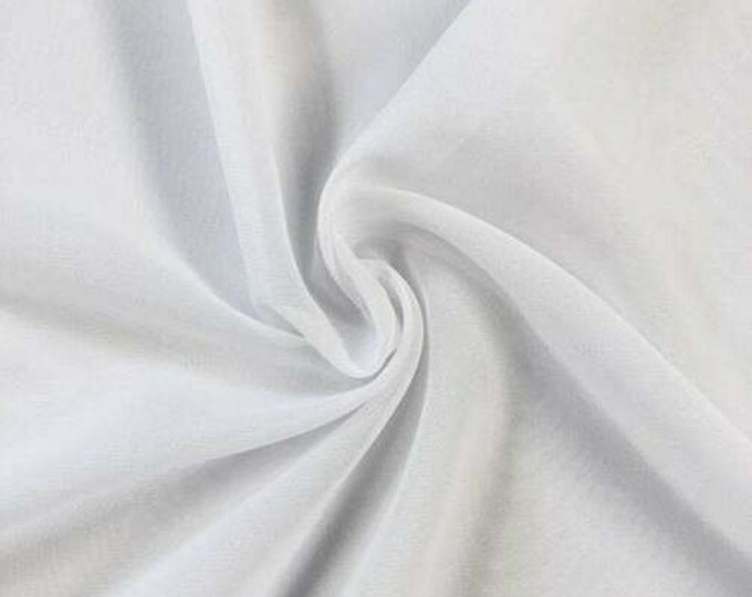 White Hi Multi Chiffon Fabric, Chiffon Fabric By The Yard 58-60"Inch By The Yard