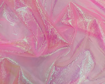Pink Iridescent Crush Organza Fabric - 45" Wide - By The Yard