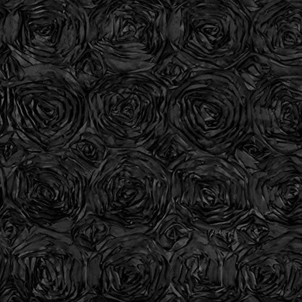 Black Rosette Fabric 3D Rosette Satin, Floral Satin ( Choose The Size )