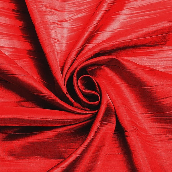 Crushed Taffeta Fabric - Red - 54" Inch Wide Crushed Taffeta Creased Fabric Sold by The Yard