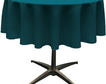 Mia's Fabrics Inc, Dk Teal Tablecloth Polyester Poplin Tablecloth Inch Round Banquet Polyester Cloth, Wrinkle Resist Quality (Pick a Size)