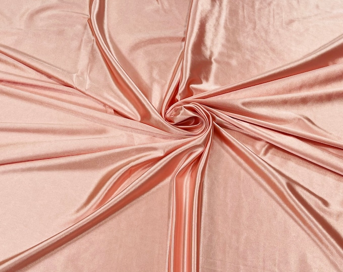 Spandex Luxury Fabric - Blush - Shiny Polyester Spandex Stretch Fabric Sold By The Yard - 20% Spandex (Pick a Size)
