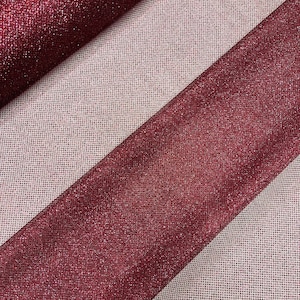 Burgundy Glitter Mesh Fabric, Sparkle Mesh Fabric With Glitter Fabric by the yard, 60&quot;Wide Glitter Fabric, Tulle Glitter Fabric