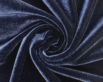 Navy Blue Stretch Velvet Fabric: 60" Wide, Apparel, Costume Mia Fabrics