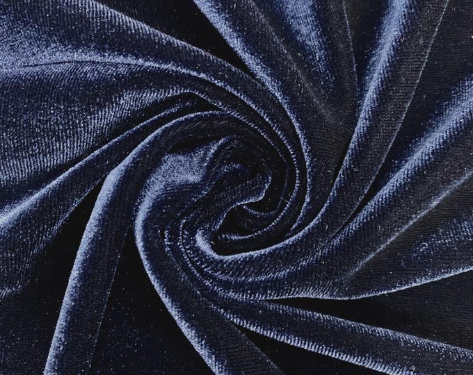 Navy Blue Stretch Velvet Fabric: 60" Wide, Apparel, Costume Mia Fabrics