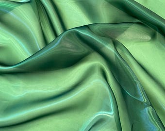 Hunter Green Liquid Organza Fabric: Glossy Bridal Apparel Decor