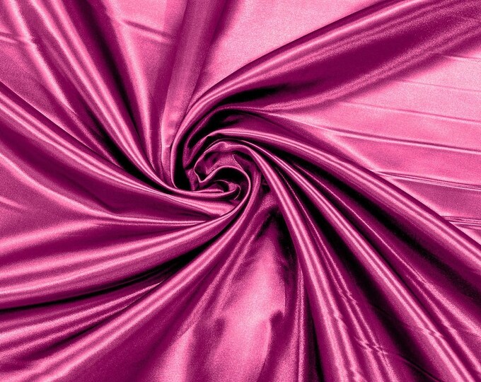 Fuchsia - 60" Shiny Heavy Bridal Satin Fabric for Wedding, Gala, Prom Dress Sold By Yard
