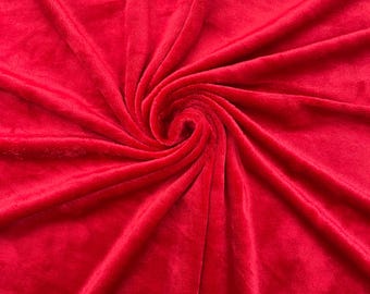Red Minky Fabric By The Yard, Ultra Soft Fabric, 3.mm Pile, 2 Way Stretch Minky Fabric, 60” Wide Used for Blanket
