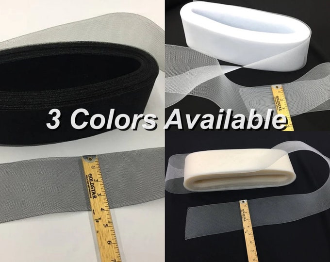 4 Inch Crinoline Horsehair Braid for Trim, Wedding Dress, Bridal Decor Sold By The Yard (3 Colors Available)