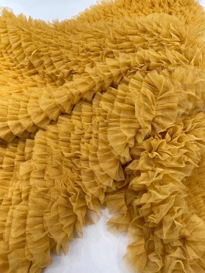 Gold Tulle Ruffle Fabric, 60