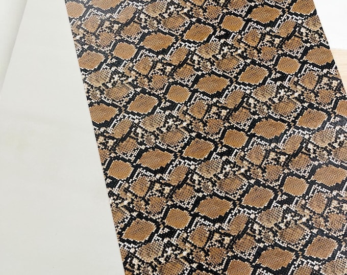 Brown Snake Skin Embossed Vinyl - Python Snake Upholstery Accessory Design Vinyl Faux Leather Sold by the Yard
