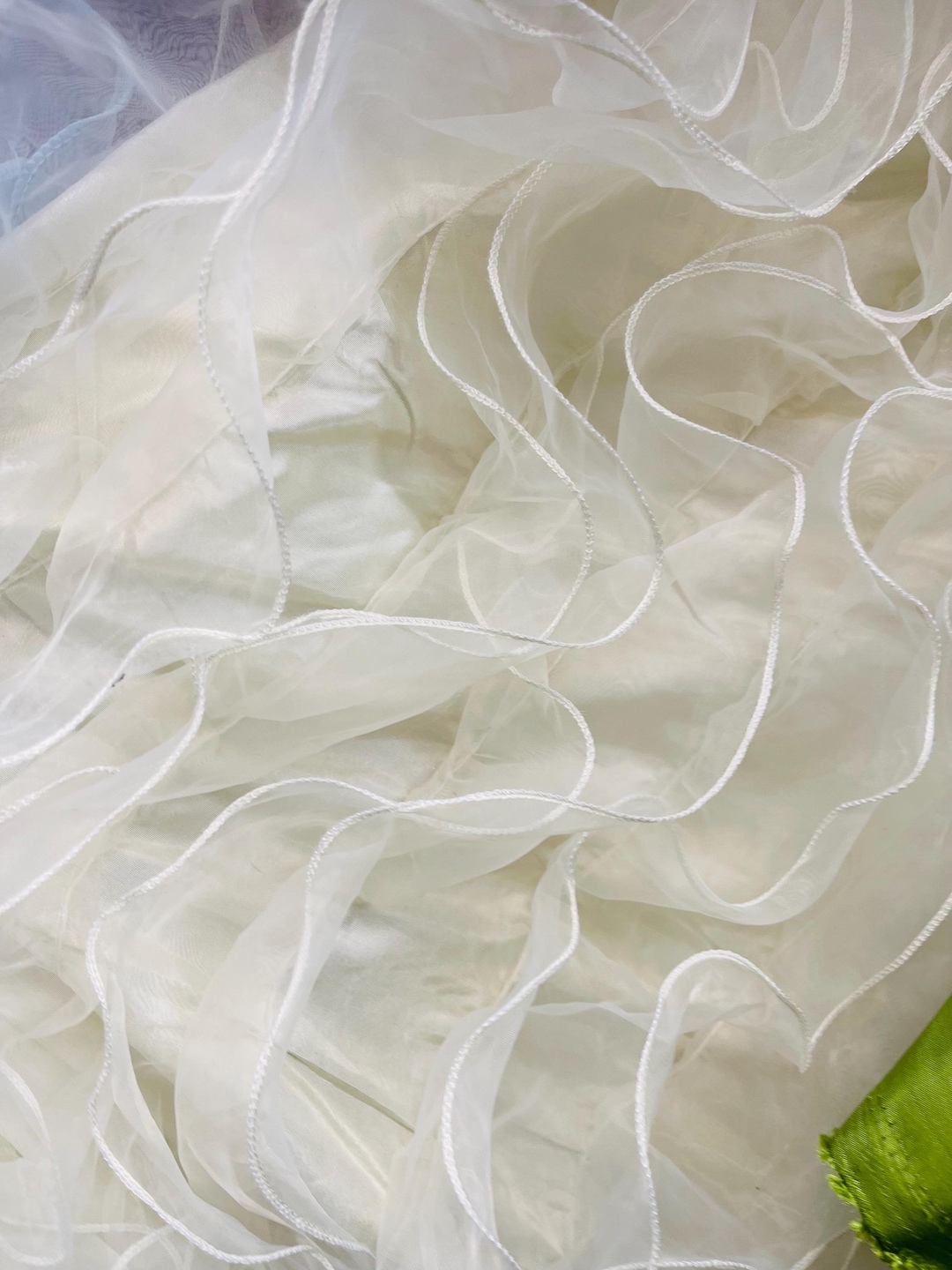 Ivory Ruffle Fabric, Organza Ruffle on Taffeta Backing, Prom Dress ...