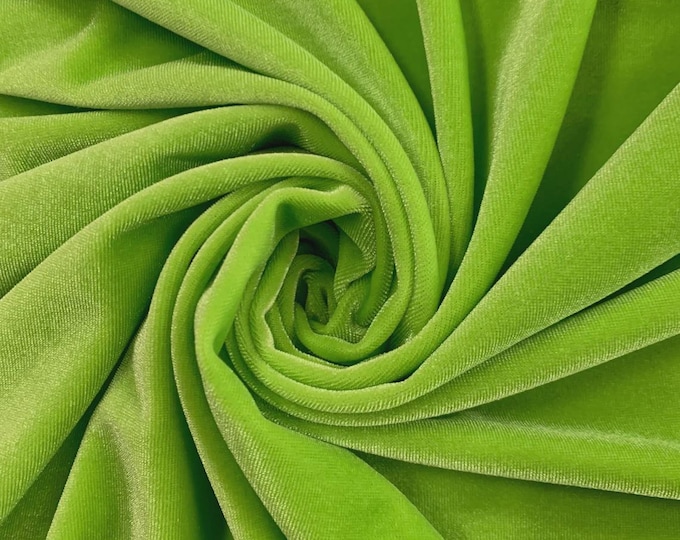 Lime Green Stretch Velvet Fabric: 60" Wide, Apparel, Costume Mia Fabrics