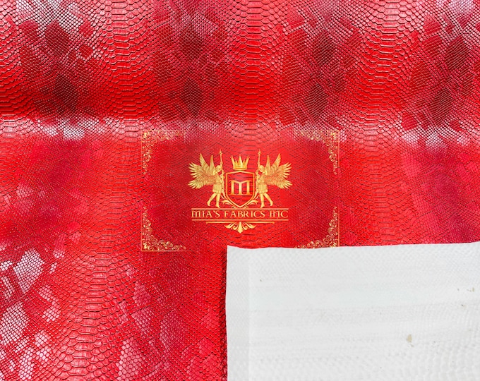 Red Faux Viper Snake Skin Vinyl-faux Leather-3D Scales-sold Vinyl For upholstery  By The Yard (Pick a Size)
