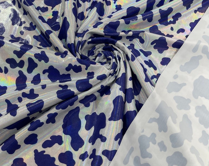 Iridescent Cow Print Spandex Fabric: 4-Way Stretch, 60" Wide