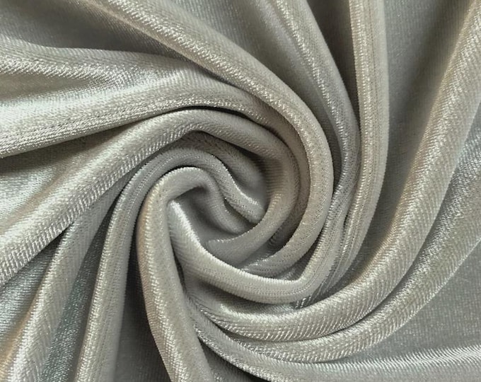 Silver Stretch Velvet Fabric: 60" Wide, Apparel, Costume Mia Fabrics