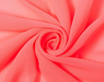 Coral Chiffon Fabric: Hi Multi Polyester, 58-60" Wide, By The Yard