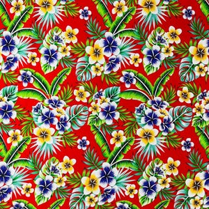 Red Tropical Cotton Fabric, Tropical Hawaiian Floral 45&quot;Wide / By The Yard, 100% cotton Hawaiian Print Red Multi Color