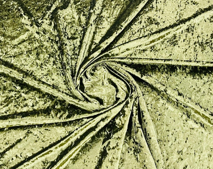 Olive Stretch Crushed Velvet Fabric Sold By The Yard - 58”/60'' Wide, Sewing, Apparel, Costume, Craft