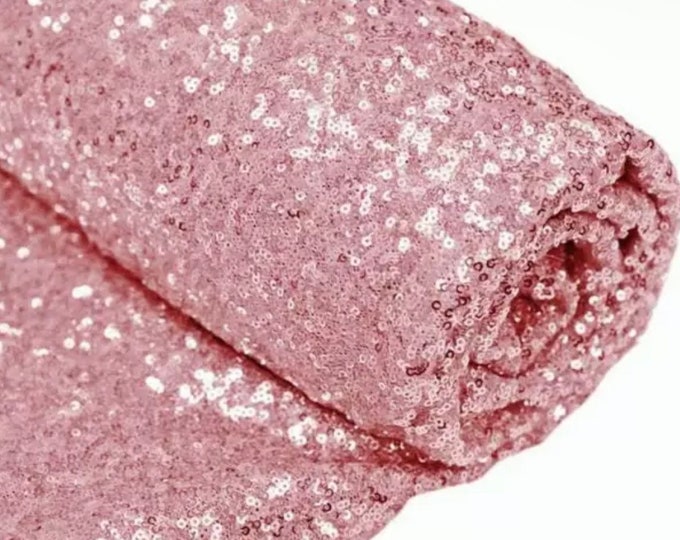 Pink Sequin Fabric Mini Glitz Sequins, By The Yard Sequin Fabric Dresses-Nightgowns-Prom Gown (Choose The Quantity)