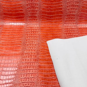 Tela de vinilo de piel sintética de cocodrilo naranja, Tela de cocodrilo en relieve, cortada a medida Tapicería Monederos Zapatos Carteras Cinturones