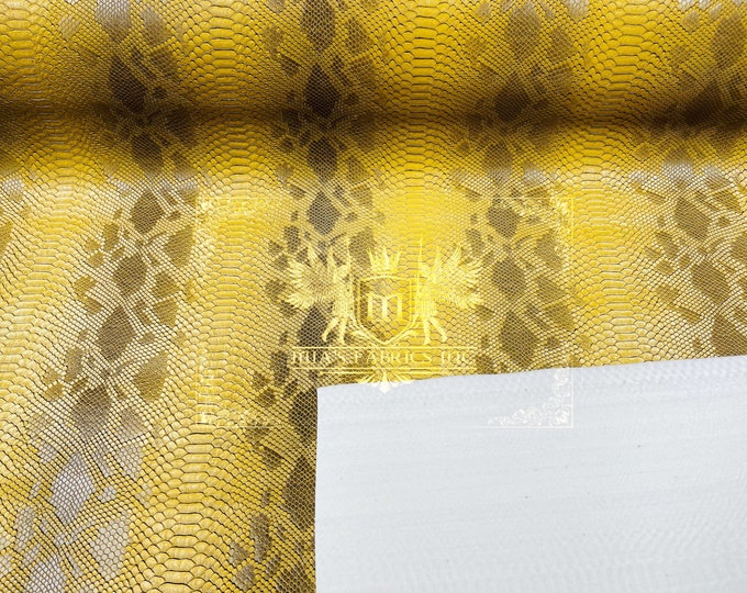 Gold Faux Viper Snake Skin Vinyl-faux Leather-3D Scales-sold Vinyl For upholstery  By The Yard (Pick a Size)