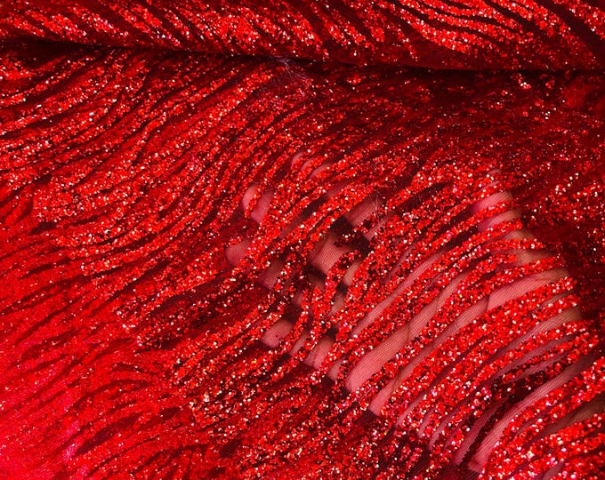 3 Yards Red Glitter Tulle Lace Fabric: Shimmer Sparkle Mesh, Bridal Wedding Decor