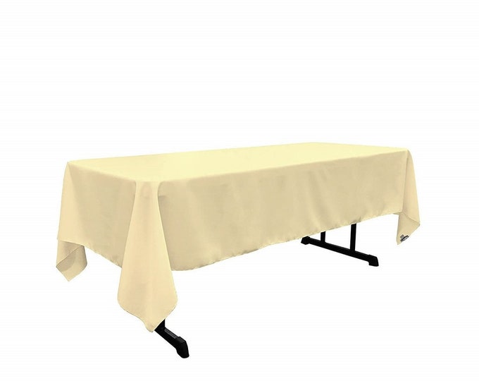 60" Wide Banana Yellow Polyester Poplin Rectangular Tablecloth, Polyester Rectangular Cloth Table Covers for All Events (Pick a Size)