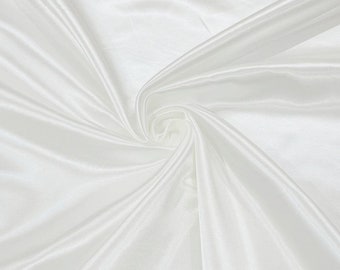 White Shiny Bridal Satin Fabric: 60" Wide, Dressmaking Fabric Sold By The Yard