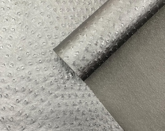 Black Ostrich Embossed Vinyl Fabric: Faux Leather Upholstery 54" Wide
