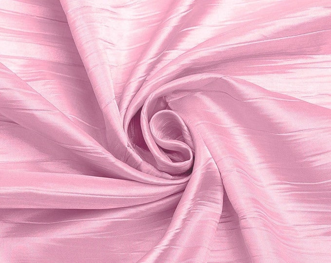 Crushed Taffeta Fabric - Light Pink - 54" Inch Wide Crushed Taffeta Creased Fabric Sold by The Yard