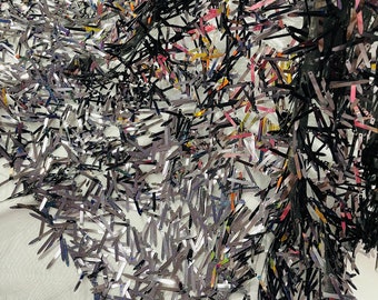 Black Hologram Sword Sequins Fabric: Costume Craft Material