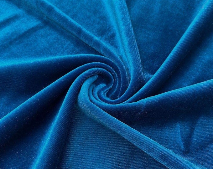 Turquoise Stretch Velvet Fabric 60'' Wide, Sewing, Apparel, Costume, Craft {Choose quantity}