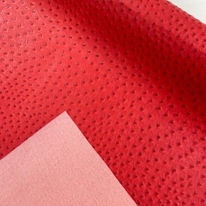 Red Ostrich Embossed Vinyl Fabric: 54&quot; Wide Faux Leather Upholstery