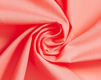 CORAL 60" Poly Cotton Broadcloth, Fabric by the Yard