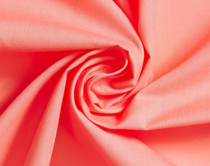 CORAL 60" Poly Cotton Broadcloth, Fabric by the Yard