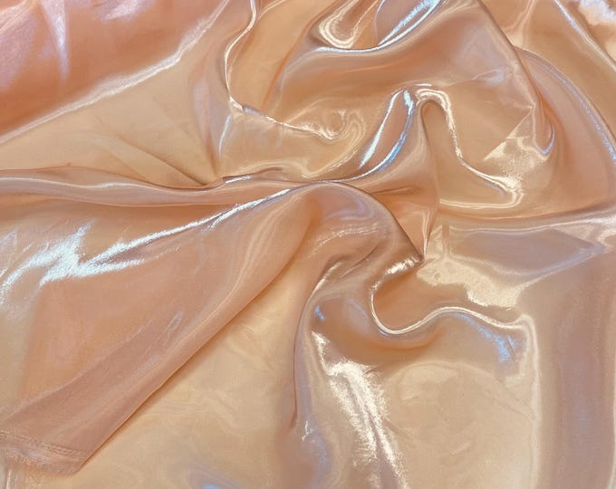 Peach Liquid Organza Fabric: Glossy Bridal Organza Apparel Decor, 60" Wide By The Yard